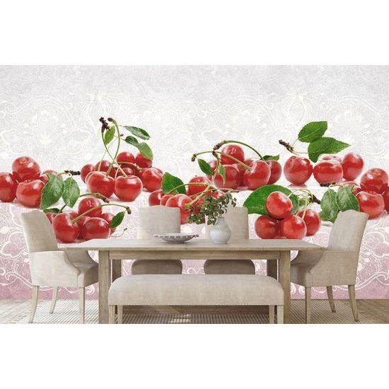 Samolepící fototapeta textura se vzorem a třešněmi