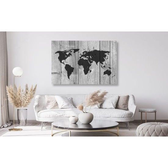 Obraz na korku umělecká mapa světa v černobílém provedení