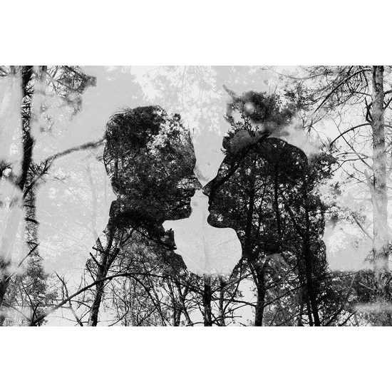 Tapeta síla skutečné lásky v černobílém provedení