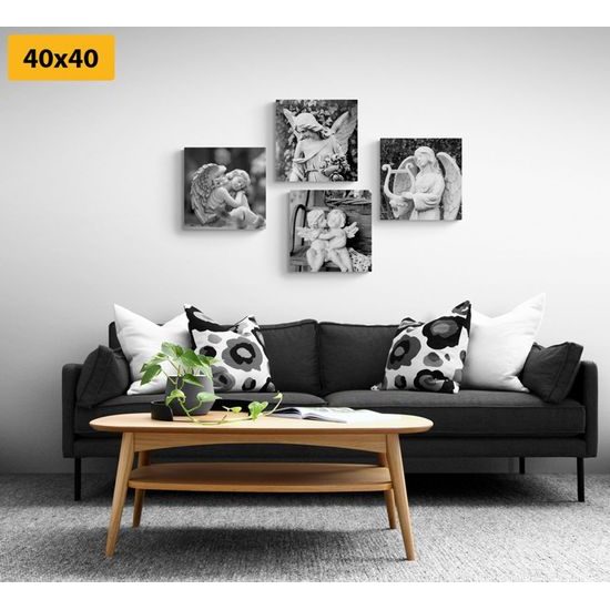 Set obrazů vševědoucí anděl v černobílém provedení