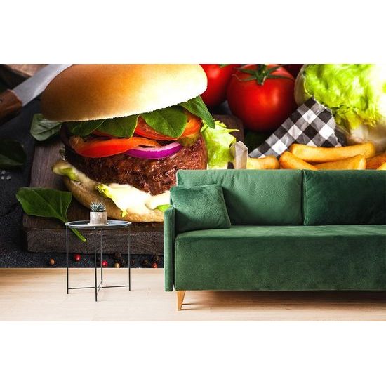 Originální samolepící fototapeta šťavnatý hamburger