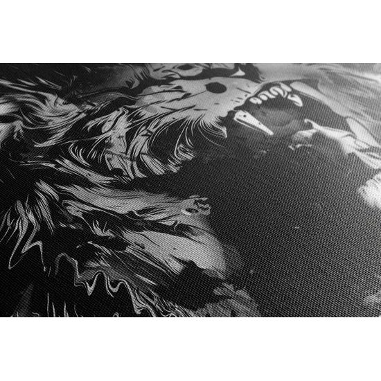 Obraz abstrakce lva v černobílém provedení