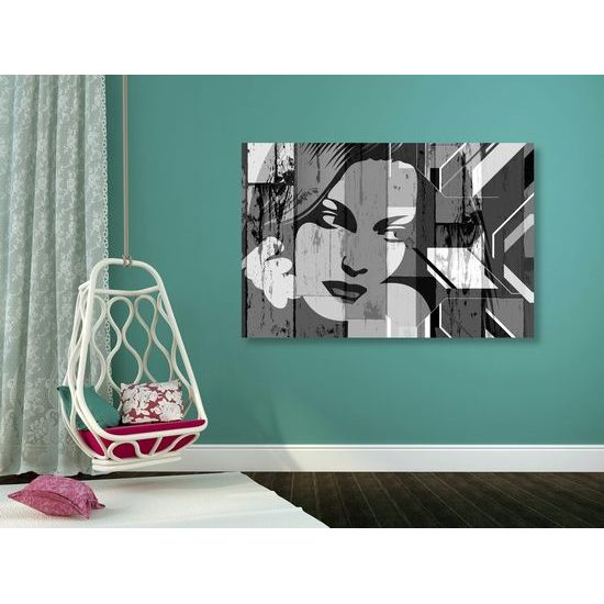 Obraz černobílá krása ženy v pop art stylu