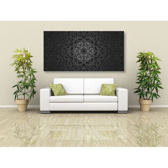 Obraz exotická Mandala v černobílém provedení