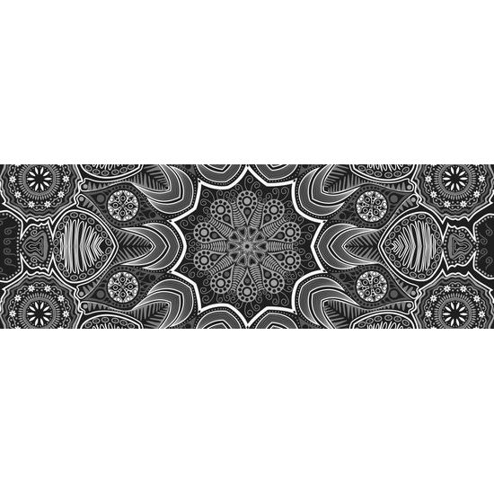 Obraz květinová Mandala v černobílém provedení