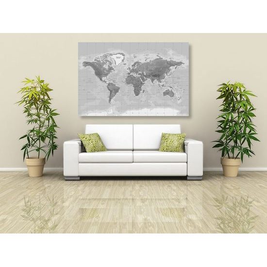Obraz stylová černobílá mapa