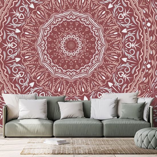 Samolepící tapeta uklidňující Mandala v růžovém provedení