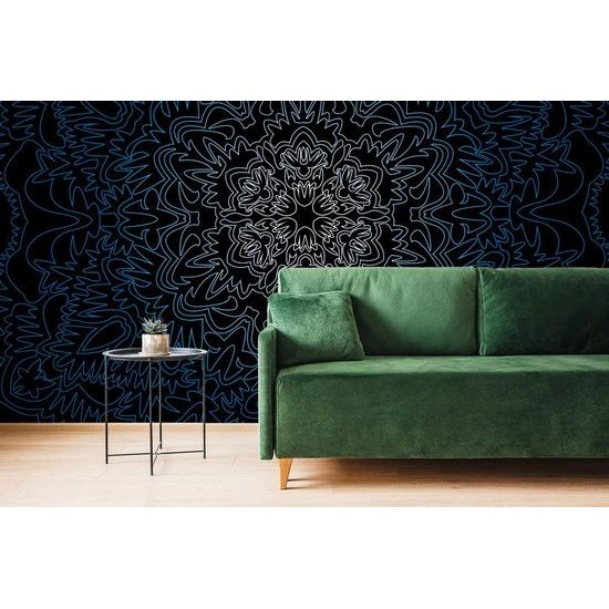 Tapeta exotická Mandala v modrém provedení