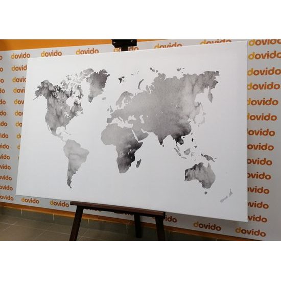 Obraz nádherná akvarelová mapa světa v černobílém provedení
