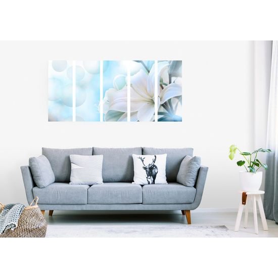 5-dílný obraz sněhobílá lilie