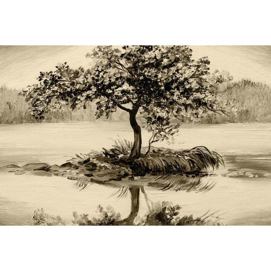 Obraz samotná třešeň v sépiovém provedení