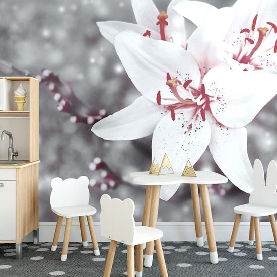 Samolepící fototapeta romantická bílá lilie