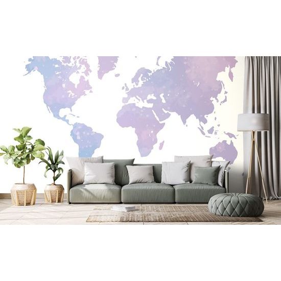 Tapeta mapa v jemných pastelových barvách