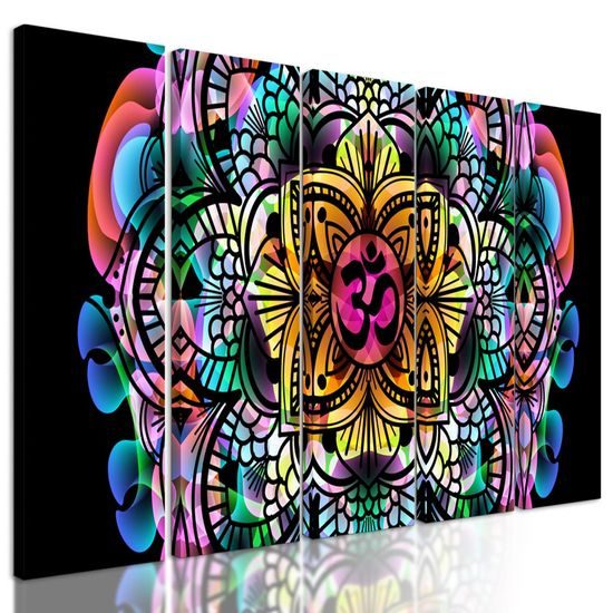 5-dílný obraz abstraktní Mandala