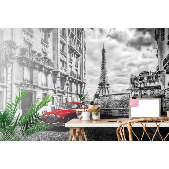 Samolepící fototapeta červený veterán v historické Paříži