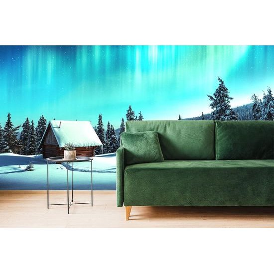 Tapeta chaloupka v zasněžených horách