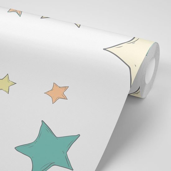 Samolepící tapeta hravé hvězdičky na bílém pozadí