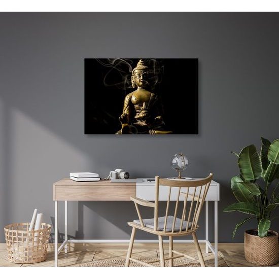 Obrazu Buddha zahalený kouřem