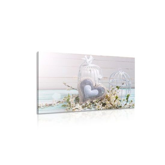 Obraz zátiší se srdíčkem ve vintage stylu