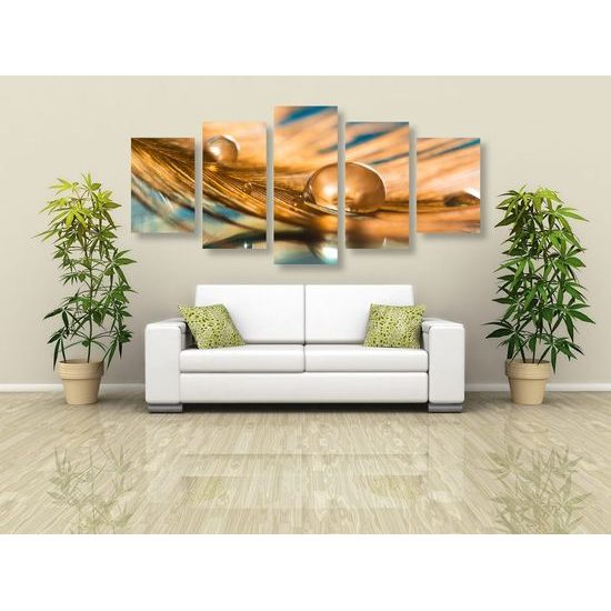 5-dílný obraz květ v retro provedení