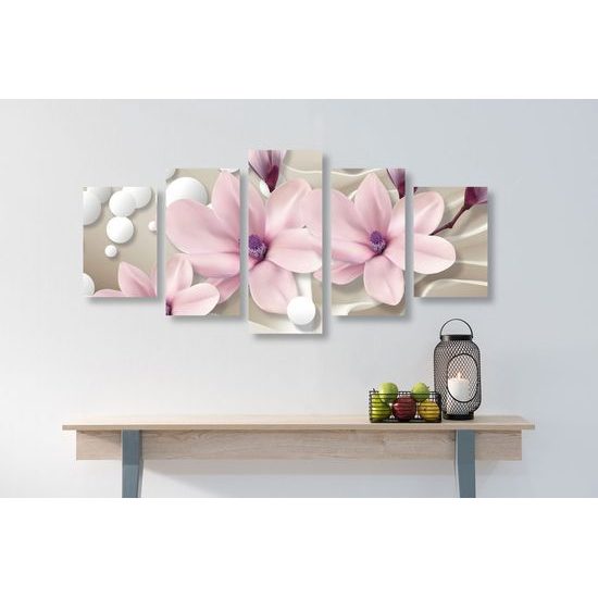 5-dílný obraz nádherná magnolie