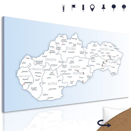 Obraz na korku podrobná mapa Slovenské republiky