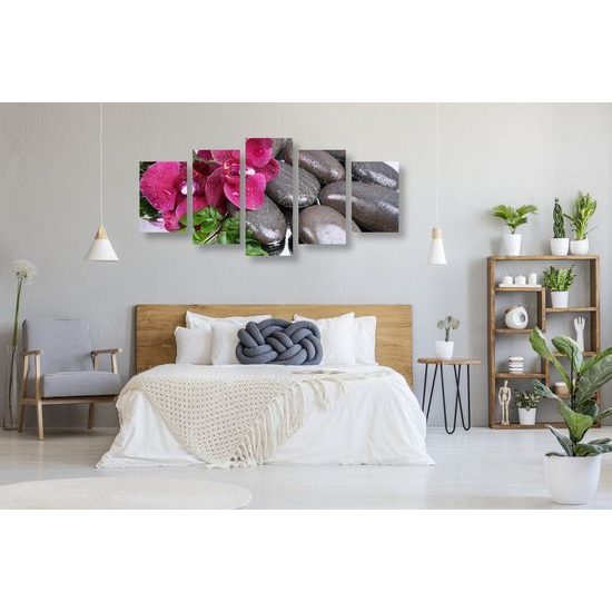 5-dílný obraz wellness zátiší a květ orchideje