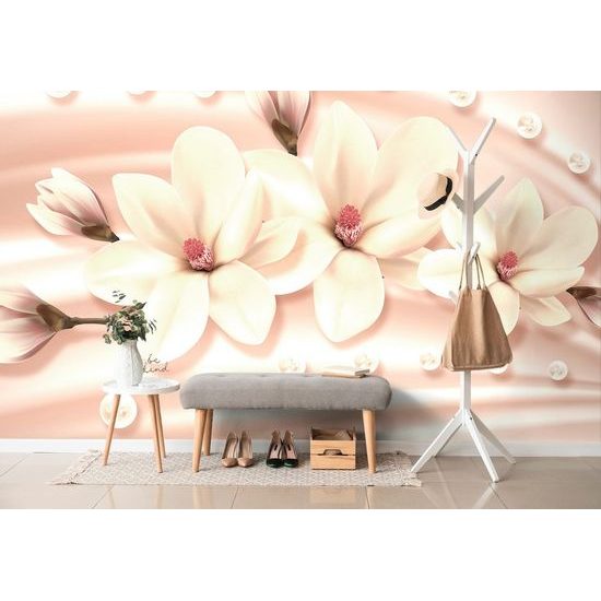 Samolepící tapeta půvabná béžová magnolie