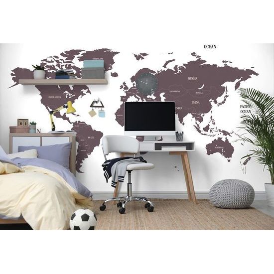 Samolepící tapeta jednoduchá mapa světa v hnědém provedení