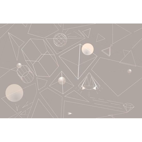 Tapeta jemné geometrické prvky na šedém pozadí