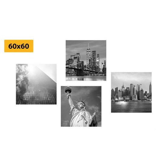 Set obrazů pohled na New York v černobílém provedení
