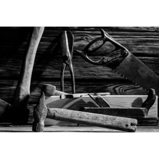 Obraz mistrovská dílna v černobílém provedení