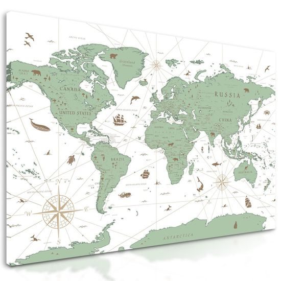 Obraz zelená mapa světa