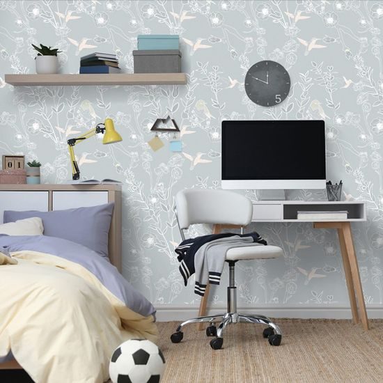 Tapeta krásný ptáčci létající na louce