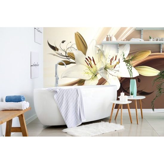 Tapeta krásná bílá lilie na bílém pozadí