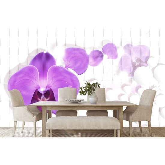 Tapeta fialová orchidej s abstraktním pozadím