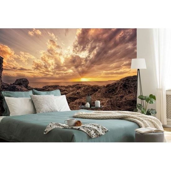 Okouzlující samolepící fototapeta skály na pobřeží moře