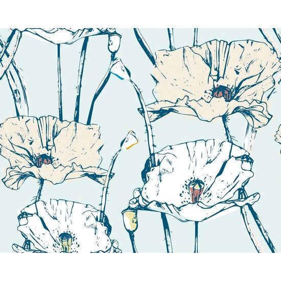 Samolepící tapeta květiny v rozkvětu v modrém provedení
