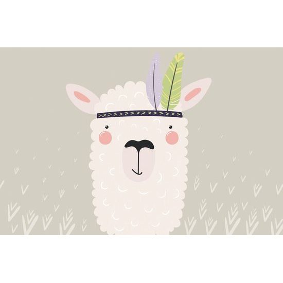 Tapeta dobrodužná lama s peříčky