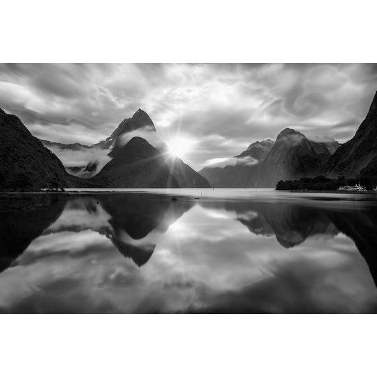 Fototapeta černobílý východ slunce na Novém Zélandu