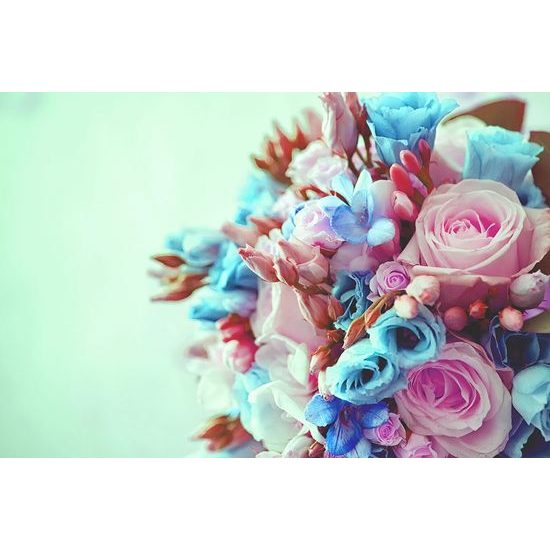 Fototapeta modro-růžová kytice růží