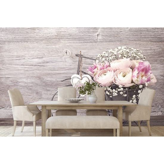 Tapeta kolo s květinami ve vintage stylu