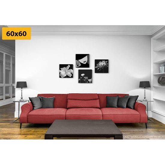 Set obrazů ženská něžnost v černobílém provedení