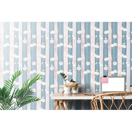 Tapeta ptáčci na větvích na modrém pozadí