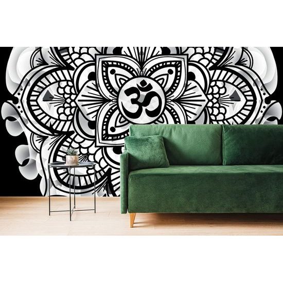 Tapeta černobílá abstraktní Mandala