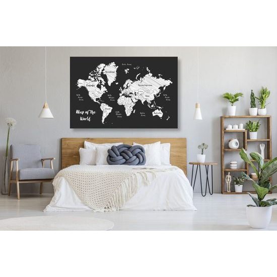 Obraz na korku moderní mapa v černobílém provedení