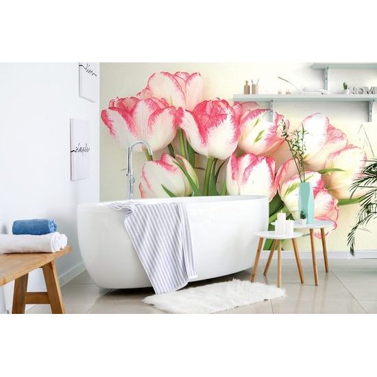 Jedinečná samolepící fototapeta romantické tulipány