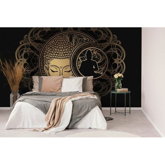 Samolepící tapeta majestátní Buddha ve zlatém provedení