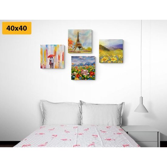 Set obrazů romantická procházka v uměleckém provedení