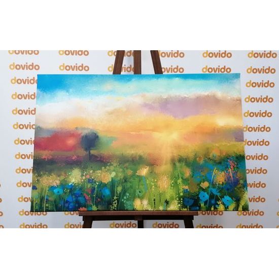 Obraz olejomalba louky v záři slunce